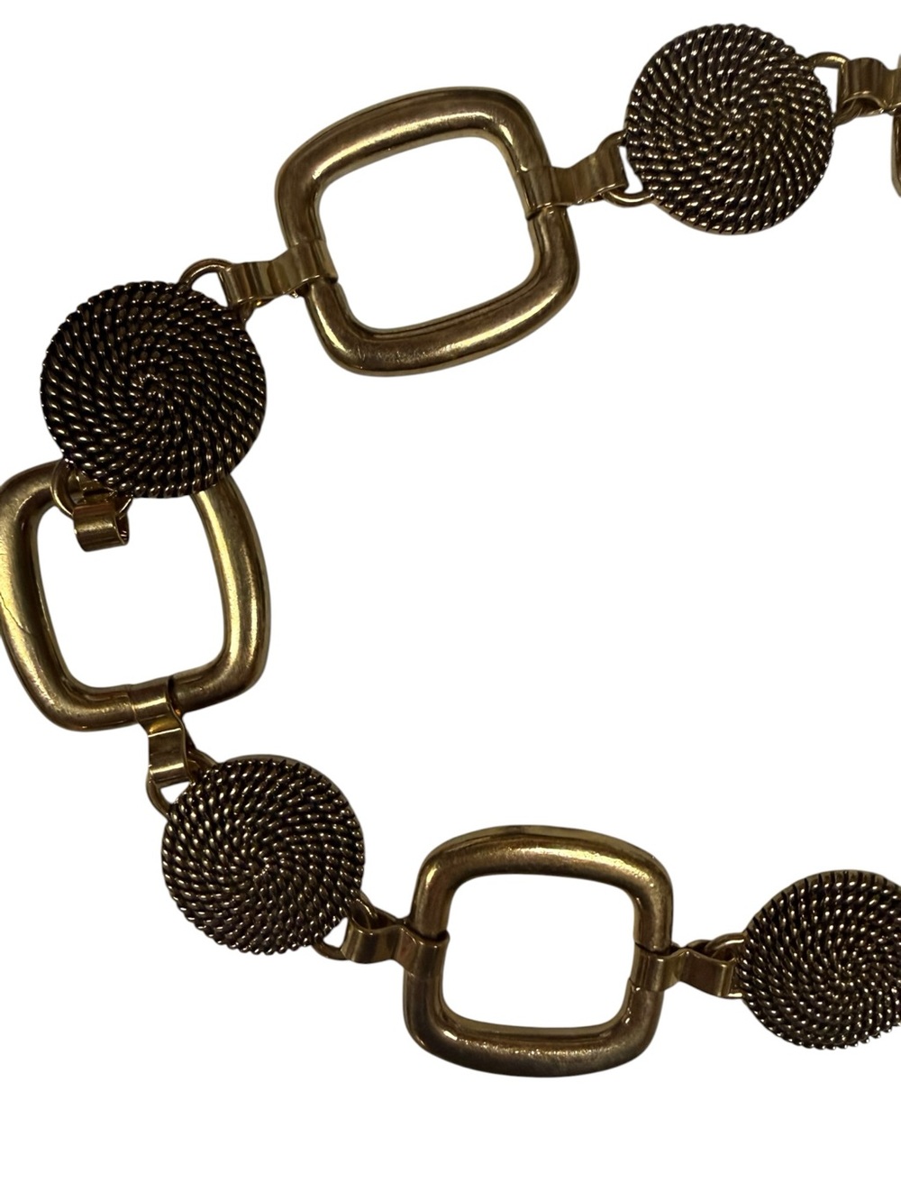 Y2K Gold-Tone Chain Belt with Textured Medallions adjustable